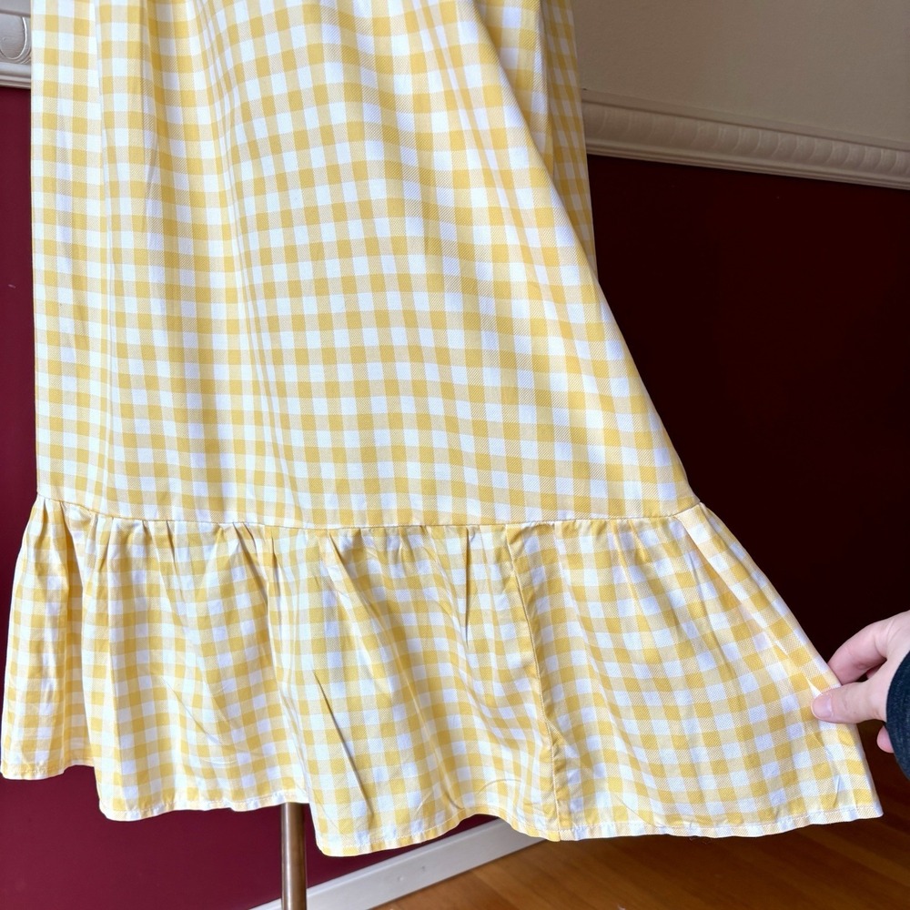 Handmade Yellow Gingham Cotton Prairie Dress Cottage Empire Waist State Fair Win - Picture 7 of 9
